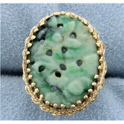 Jade Flower Design Ring