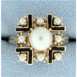 Pearl & Enamel Ring