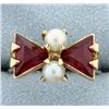 Image 1 : Lab Ruby & Pearl Ring