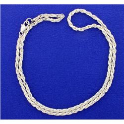 19 Inch White Gold Rope Chain
