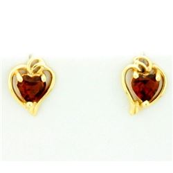 Garnet Heart Earrings