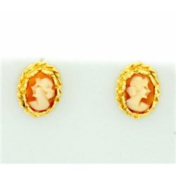 14K yellow Gold Cameo Earrings
