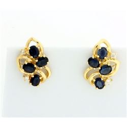 2ct Total Weight Sapphire and Diamond Earrings