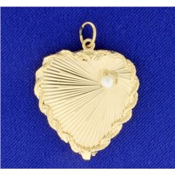 Heart Charm or Pendant with Pearl