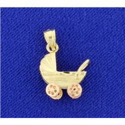 14K Baby Carriage Pendant