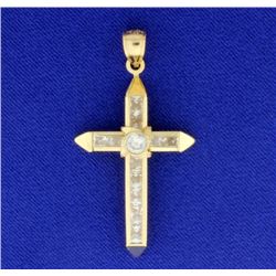 Gold Cross Pendant with CZs