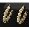 Image 1 : 14K Twisted Gold and Pearl Hoop Earrings