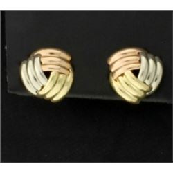 Italian Made Rose, White, & Yellow Gold Earrings