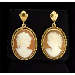 Vintage 14K Cameo Earrings