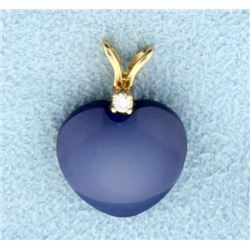 Heart Shaped Star Sapphire & Diamond Pendant