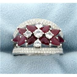 18k Ruby, Diamond, and White Sapphire Fashion Ring