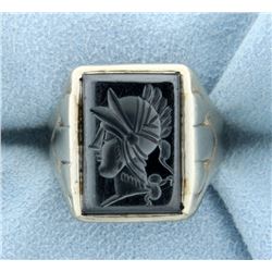 Hematite Gladiator Head Ring