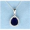 Image 1 : Sterling silver pendant with Lab Sapphire