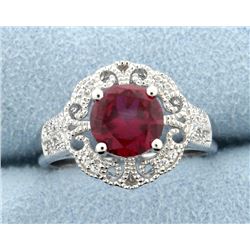 Sterling silver ring with Lab Ruby