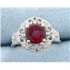 Image 1 : Sterling silver ring with Lab Ruby