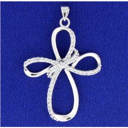 White Sapphire Sterling Silver Cross Pendant