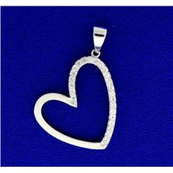 Sterling Silver Heart Pendant half encrusted with White Sapphire gemstones.
