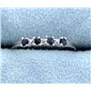 Image 1 : Blue Sapphire and Diamond Ring in Platinum over Sterling Silver