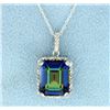 Image 1 : 5 ct Mystic Topaz Pendant in Sterling Silver with Chain