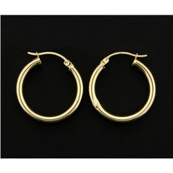 14k Plain Finish Hoop Earrings