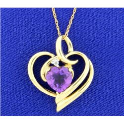 Amethyst and Diamond 10k Yellow Gold Pendant