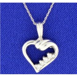 Diamond 14K White Gold Heart Pendant