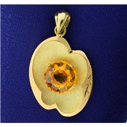 18k Yellow Gold and 4 Carat Citrine Pendant