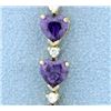 Image 2 : Amethyst Heart and Diamond Line Bracelet