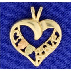 Love Heart Pendant in Yellow and Rose Gold