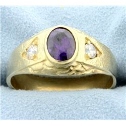 14k Amethyst and Diamond Ring.