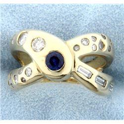 Custom Designer Sapphire and .75 ct Diamond Ring