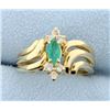 Image 1 : 14k Emerald and Diamond Ring