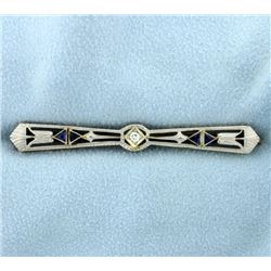 Vintage Diamond & Sapphire Bar Pin