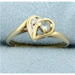 Diamond & White Sapphire Heart Ring