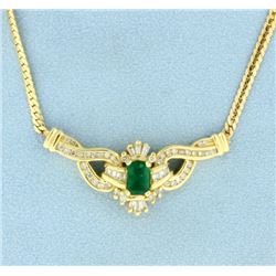 Diamond & Natural Emerald Necklace