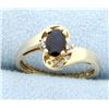 Image 1 : Natural Sapphire & Diamond Ring