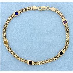 Italian Made Multi Color Gemstone Bracelet