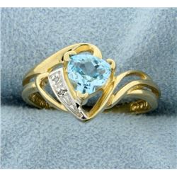 Blue Topaz & Diamond Ring