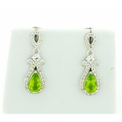 Elegant Peridot Dangle Earrings set in Sterling Silver