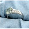 Image 2 : Green Amethyst and Diamond Ring in Plainum over Sterling Silver