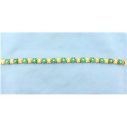 Emerald & Diamond Flower Bracelet