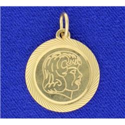 14K Gold Pendant with Girls Head