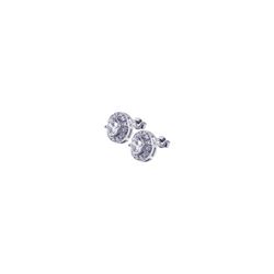 Sterling Silver Rhodium Plated Round Circle CZ Stud Earring ste00456