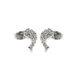 Sterling Silver Rhodioum Plated Fish CZ Stud Earring bge00249