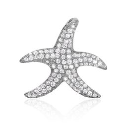 Sterling Silver Rhodium Plated Starfish CZ Pendant ACP00096RH