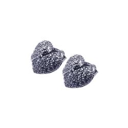 Sterling Silver Rhodium Plated Heart CZ Stud Earring ste00249