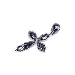 Sterling Silver Rhodium Plated Polished Cross Pendant Necklace stp00324