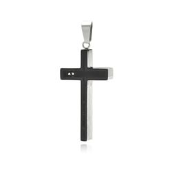Stainless Steel Triple Cross Jesus Love Clear Crystal Charm Pendant ssp00350