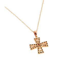 Sterling Silver Rose Gold Plated Cross Black & Red & Clear CZ Necklace bgp00711