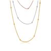 Image 1 : Sterling Silver 3 Toned 3 Strands Roc Chain With Bead Necklace - ARN00028TRI